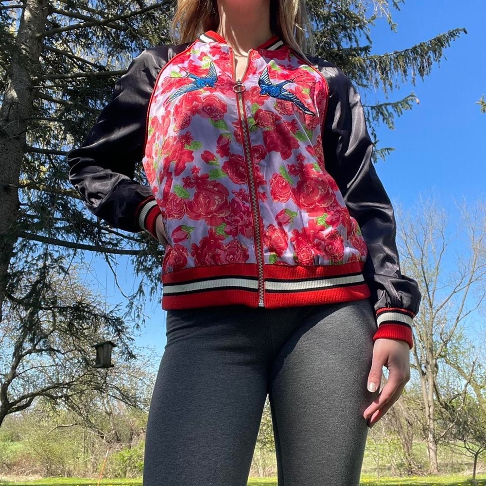 Silence + Noise Embroidered Bomber Jacket